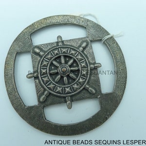 antique belt buckle sylvery metal image 2