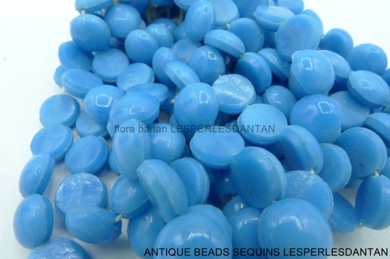 Lot De 240 Perles En Verre Anciennes Bleu Pastel - Dimensions 6.5 X 5 Mm, Parfaites Pour La Création De Bijoux