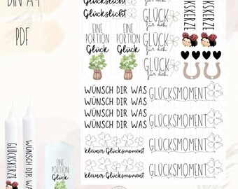 Kerzentattoo Glück | Wasserschiebefolie Kerzen | Glückslicht | DIY Kerzen Tattoo | Digitale PDF Datei
