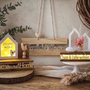 Archivo para impresión 3D: Juego de bloques de madera para el hogar | Archivo Hogar dulce hogar | El caos y el amor viven aquí | Juego de letras decorativas