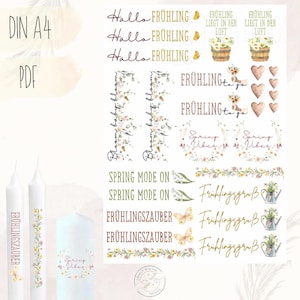 Spring Candle Decals | DIY Spring Candle | Digital Download | Spring Vibes | Spring is in the Air | Candle Stickers