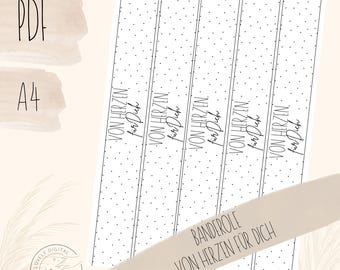 "From the Heart to You" Ribbon | PDF File | Gift Ribbon Template | DIY Packaging Idea | Digital File | Printable A4 Label