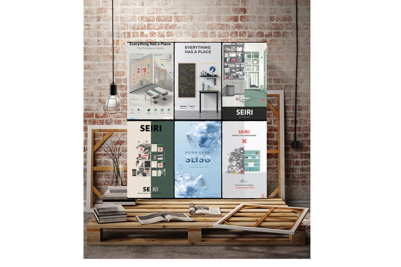 5S Lean Manufacturing Poster Set | Kaizen Office Wall Art (digital ...