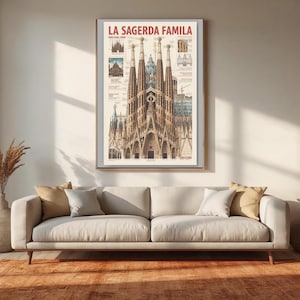 La Sagrada Familia Construction Poster, Antoni Gaudí Architecture Art (Digital Download)
