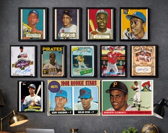 Paquete de pósteres de tarjetas de béisbol vintage, arte mural de leyendas de Mickey Mantle (descarga digital)