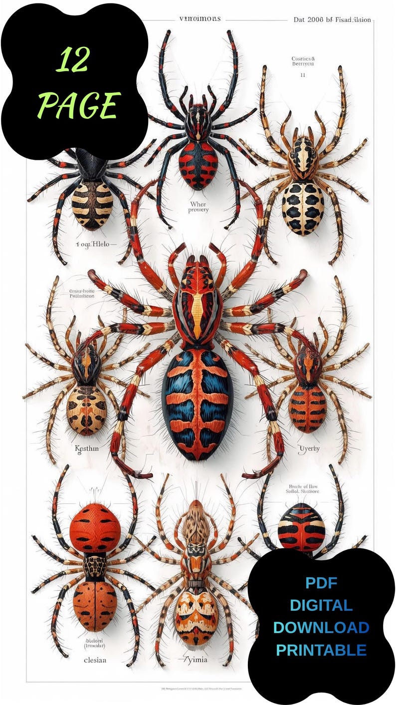 Famous Spiders Types of Spiders Educational Poster, Vertical Printable PDF, Famous ...