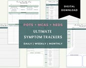 POTS MCAS hEDS ULTIMATE Symptom Trackers, Daily Weekly Monthly Log (Digital Download)