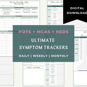 POTS MCAS hEDS ULTIMATE Symptomspårare, Daglig Veckovis Månadslogg (Digital Nedladdning)