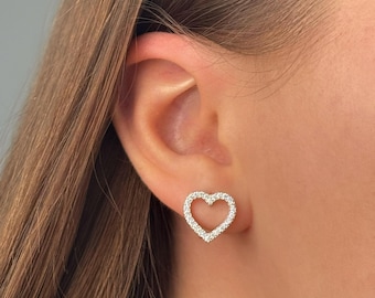 Orecchini a bottone a forma di cuore con zirconi bianchi di lusso leggeri per le donne, orecchini in acciaio inossidabile color oro, regalo di gioielli alla moda  36