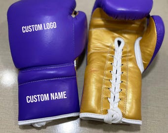 Personalisierte Boxhandschuhe zum Schnüren – Rindleder Sparring & Training Geschenk Herren Damen Boxer