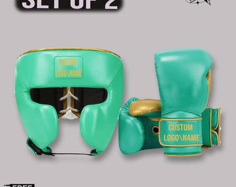 Custom Boxing Gloves and Headgear Set Personalized Sparring Training Gear