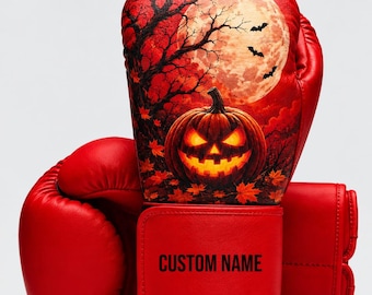 Custom Halloween Boxing Gloves, Personalized Pumpkin Art, Spooky Gifts for Boxers, Fighters and Fans