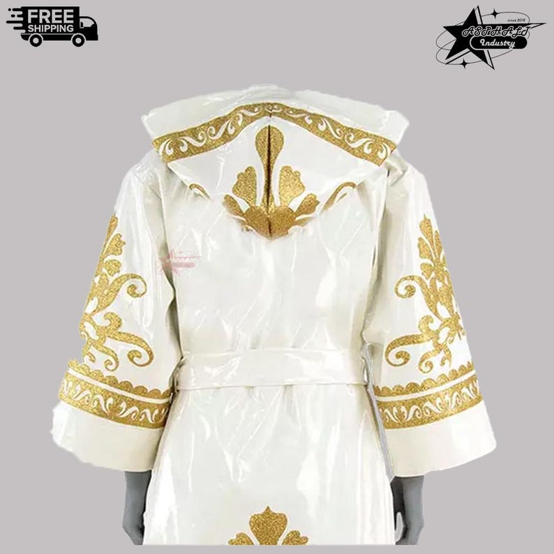 Golden Boxing Robe White Gold Boxing Robe Hooded Ring Walk Fighter Entrance Wear - Etsy