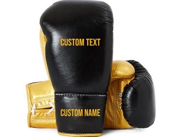Custom Boxing Gloves Personalized Name Training Sparring Kickboxing Leather Birthday Gift