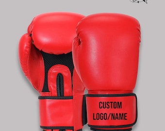Custom Leather Boxing Gloves Personalized Name Logo Training Sparring Gear Handmade Durable Quality