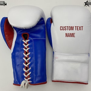Guanti da Boxe Personalizzati Stringati in Pelle Sparring Allenamento Regalo Uomo Donna Combattente Campione
