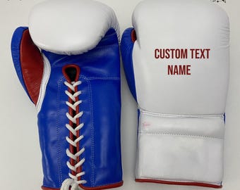 Custom Boxing Gloves Personalized Lace Up Leather Sparring Training Gift Men Women Fighter Champion
