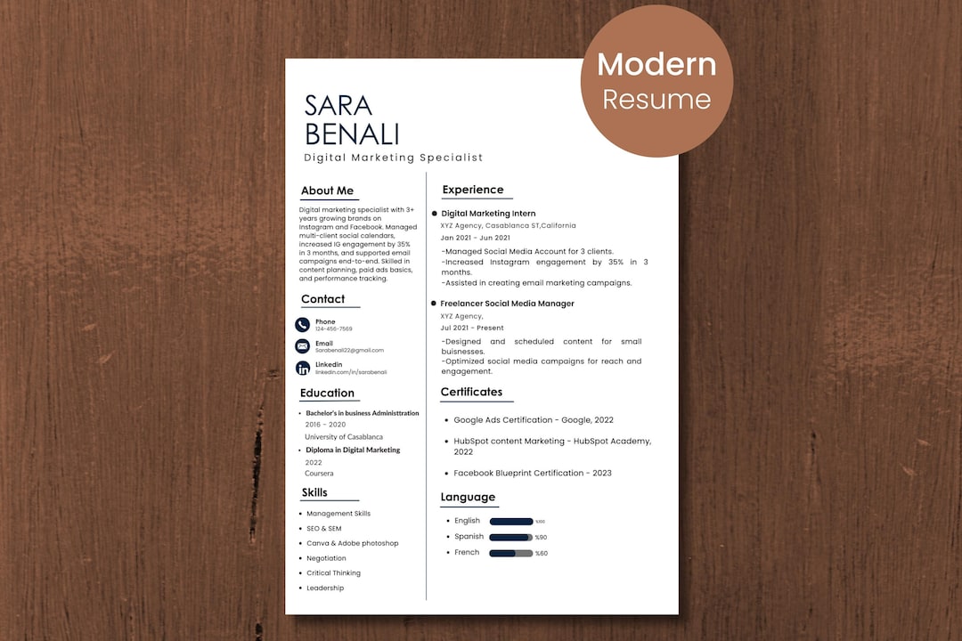 Editable Modern Resume Template | CV, Cover Letter & References - Etsy