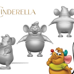 May include: A cartoon mouse character called Gus from the film Cinderella. Gus is wearing a blue shirt and has a brown tail. He is shown in three different poses.