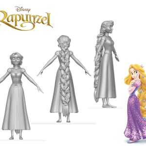 Rapunzel with braided hair 3D obj file, digital instant download