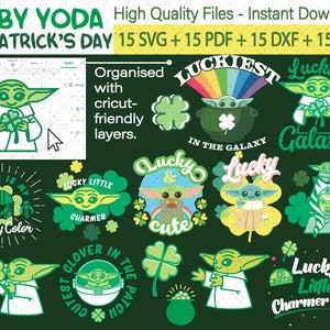 25 digital St Patrick design for cutting machine, sublimation, printing. Layered svg, transparent background png, dxf, pdf. Instant Download