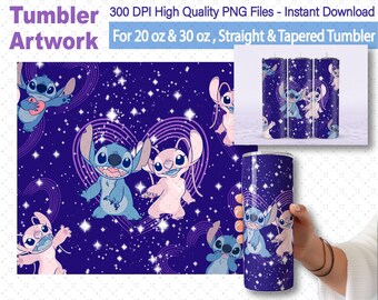 Stitch Tumbler Design - High-Resolution, 300 DPI PNG - 20oz and 30oz Tumblers, Straight or Tapered Sublimation file