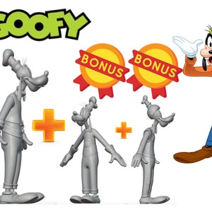 Goofy 3D obj file, bonus pack, digital instant download image 1