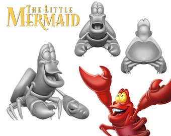 Little Mermaid Sebastian 3D obj file, digital instant download