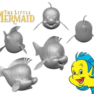 Little Mermaid Flounder 3D obj file, digital instant download