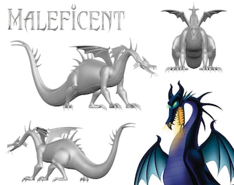 Maleficent Dragon 3D obj file, digital instant download