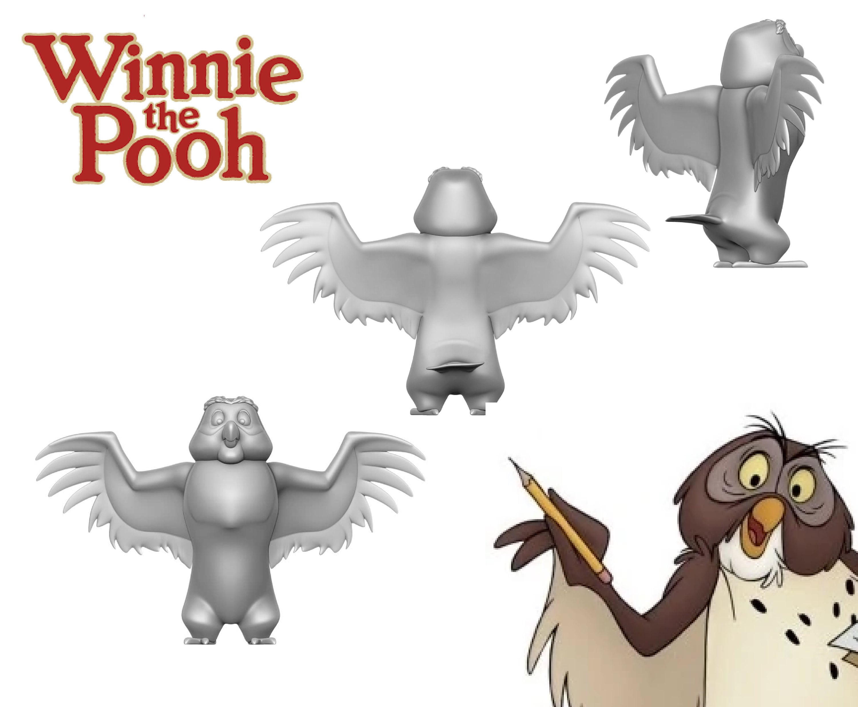 Owl 3D printing obj file, digital instant download