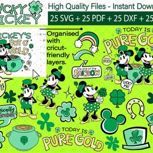 25 digital St Patrick design for cutting machine, sublimation, printing. Layered svg, transparent background png, dxf, pdf. Instant Download