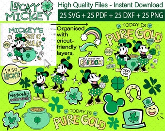 25 digital St Patrick design for cutting machine, sublimation, printing. Layered svg, transparent background png, dxf, pdf. Instant Download