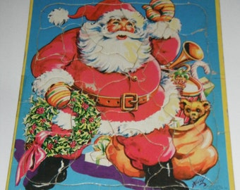 Vintage Santa Tray Puzzle Saalfield MCMLI 1951