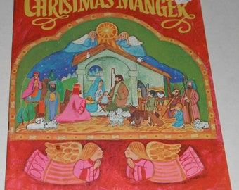 Whitman Christmas Manger  Press Out Scene Vintage 1970 unused