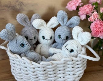 Coelho de crochê - Coelho de algodão feito à mão, cores personalizadas