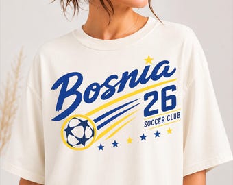 Retro Bosnien und Herzegowina Fußball Cup T-Shirt, 90er Jahre World Team Grafik T-Shirt, Vintage Fußballfan Shirt, Bosnien Jersey Style T-Shirt