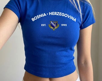 Bosnia Baby Tee Y2K, Bosnia Herzegovina Crop Top, Est 1992 Shirt, Aesthetic Balkan Tee, Cute Fitted Top, Sarajevo Style, Gift for Her