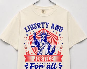 No Kings in America, Anti Fascism, Liberty and Justice for all Anti Patriotic Protest Tee, Statue of Liberty Liberal Fourth of July Shirt