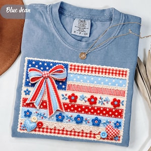 Shirt met neppatchwork Amerikaanse vlag Comfort Colors®, 250th Years Patriotic Fourth Of July-T-sshirt, vintage namaakgewatteerde grafische T-shirts VS