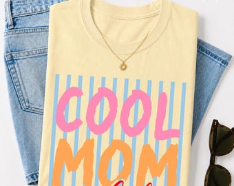 Cool Moms Club Shirt, Comfort Colors®, Trendy Mama Tee, Striped Mom Life Design, Mother’s Day Gift, Mama Gift