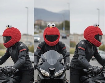 elmo motorcycle helmet reddit Funny Cover Green Plush Monster Helmet protection from dust Yes, yes I am kid