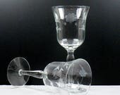 Sale Set Eight Libbey 8 oz Wine Water Glass Goblets Optic Floral Cut Crystal Barware Fluted Rim Paneled Stemware C 1950s 50s