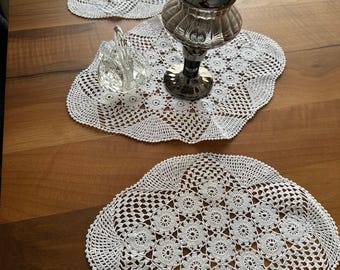 Handmade Crochet Doily Set of 3 – Mini Lace Coasters, Unique Table Decor