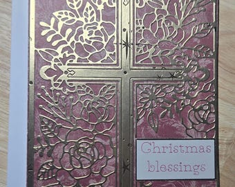 Tarjeta navideña con la Cruz Dorada (5x7)