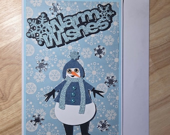 Tarjeta de deseos cálidos de muñeco de nieve, 5x7 con sobre