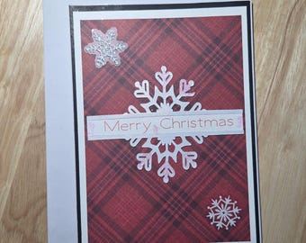 Tarjeta de Feliz Navidad con copos de nieve blancos (5x7)