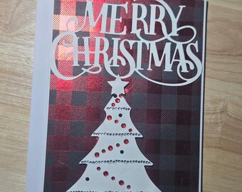 Tarjeta de Feliz Navidad con gemas rojas (5x7)