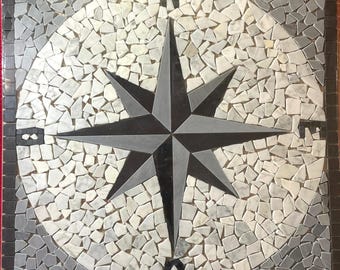 Mosaik-Windrose Schwarz 66 x 66 cm - Schwarze Windrose 66 x 66 cm