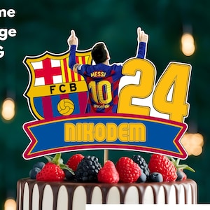 Adorno para tarta personalizado de Leo Messi del FC Barcelona: temática del FC Barcelona (descarga digital)